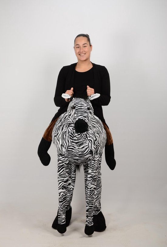 Carnavalskleding - Zebra Instap Pak / Kostuum - Dierenpak - Unisex - One Size - Volwassen