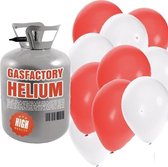 Helium tank met rood en witte ballonnen - Valentijn - Heliumgas met ballonnen voor valentijn