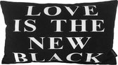 Love Is The New Black Kussenhoes | Katoen / Polyester | 30 x 50 cm | Zwart - Wit