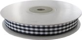 Geruit Lint 16mm (1,6cm) | Lint met Ruitjes | Gingham Plaid | Zwart | Cadeaulint | Decoratielint | Rol: 22 meter