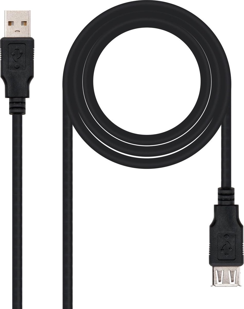 Extension Lead NANOCABLE 10.01.0203-BK 1,8 m USB female plug Male Plug Black