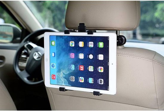 Stevige Universele iPad/Tablet houder auto (type 7 tot 12 inch) hoofdsteun houder 360 graden draaibaar inclusief uitschuifbare Hoesjesweb Stylus Pen, hoesjes apple iPad
