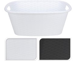 Kunststof wasmand - wit - 35 liter - 60 x 40 x 25 cm - manden voor wasgoed