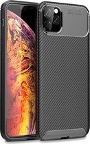 Apple iPhone 11 Pro Max Siliconen Carbon Hoesje Zwart