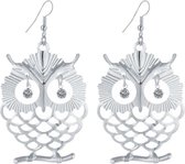 Fako Bijoux® - Oorbellen - Aluminium - Uil Kristal - Zilverkleurig