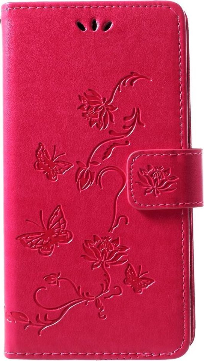 Bloemen & Vlinders Book Case - Geschikt voor Huawei P30 Lite Hoesje - Roze