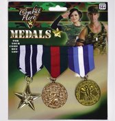 Militaire medailles 3x stuks - verkleed accessoires - onderscheidingen