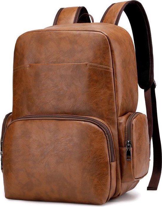 Leren Look Heren Rugzak - Lederen Look Business Backpack - Geschikt voor  15.6 inch Laptops | bol.com