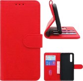 Huawei P30 Standcase Hoesje Rood met Pasjeshouder