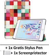 Smart Cover Book Case Hoes Geschikt Voor Apple iPad Mini 4/5 (2019) 7.9 Inch Tri-Fold Multi-Stand Flip Sleeve - Mozaiek