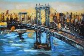 Schilderij George Washington Bridge 90x60 Artello - handgeschilderd schilderij met signatuur - schilderijen woonkamer - wanddecoratie - 700+ collectie Artello schilderijenkunst