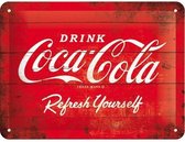 Coca Cola Logo - Retro - Reclame - Metalen Wandbord met reliëf - 15 x 20 cm
