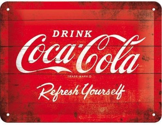 Coca Cola Logo - Retro - Publicité - Plaque murale en métal avec relief - 15 x 20 cm