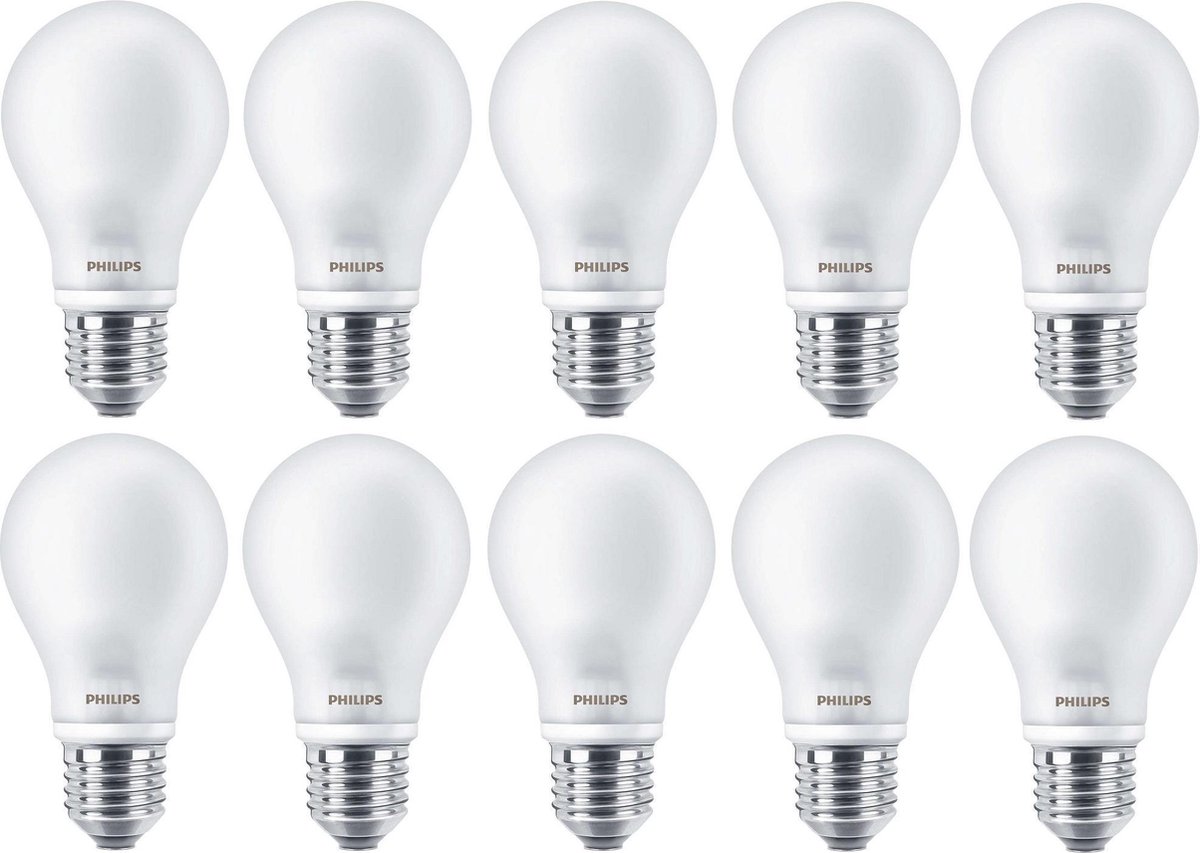 10 stuks - Philips LED lamp E27 4.5W 2700K 470lm Mat | bol