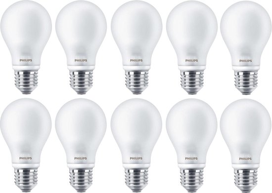 10 stuks - Philips LED lamp E27 4.5W 2700K 470lm Mat