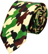Fako Fashion® - Skinny Stropdas - Smal - 5cm - Print - 145cm - Camouflage Groen