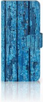 Geschikt voor Samsung Galaxy J6 2018 Uniek Bookcase Hoesje Wood Blue