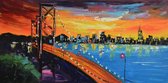 Schilderij Oakland Bay Bridge 100 x 50 Artello - handgeschilderd schilderij met signatuur - schilderijen woonkamer - wanddecoratie - 700+ collectie Artello schilderijenkunst