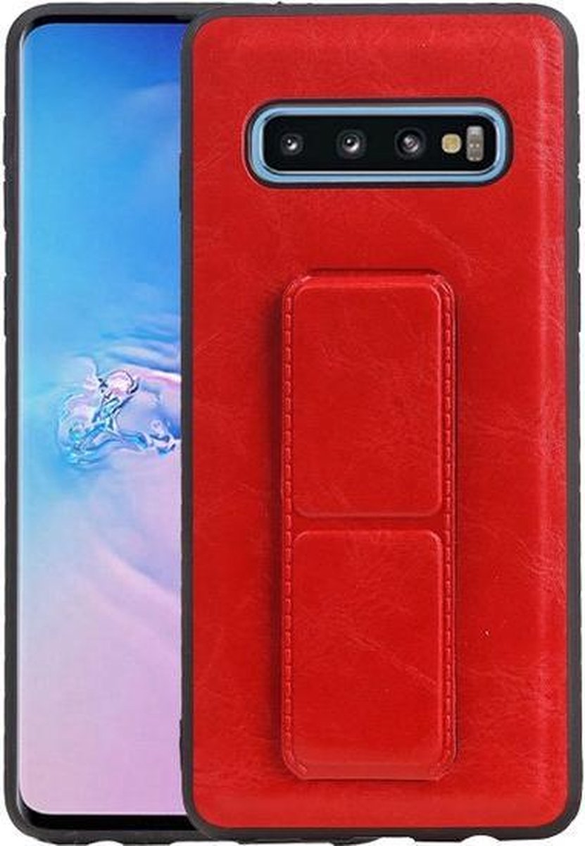 Grip Stand Hardcase Backcover voor Samsung Galaxy S10 Rood