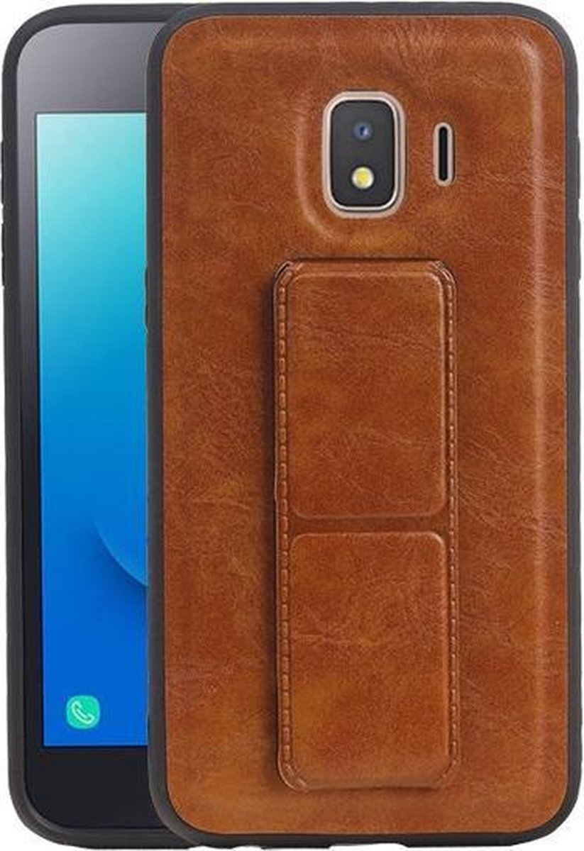 Grip Stand Hardcase Backcover voor Samsung Galaxy J2 Core Bruin