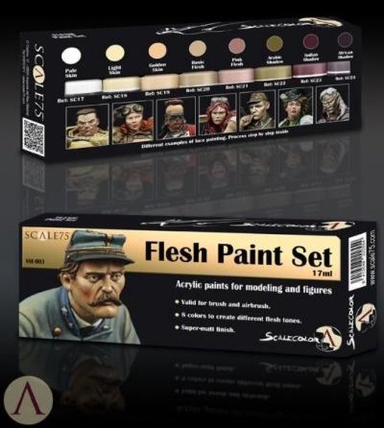 Thumbnail van een extra afbeelding van het spel Flesh Paint Set - 8 kleuren - 17ml - SSE-003