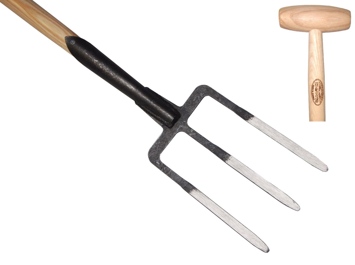 De Wit Spitvork 3 Tands Met Essen Steel 90 Centimeter