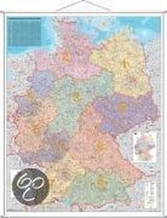 Postleitzahlen-Karte Deutschland 1 : 1 000 000. Wandkarte Kleinformat