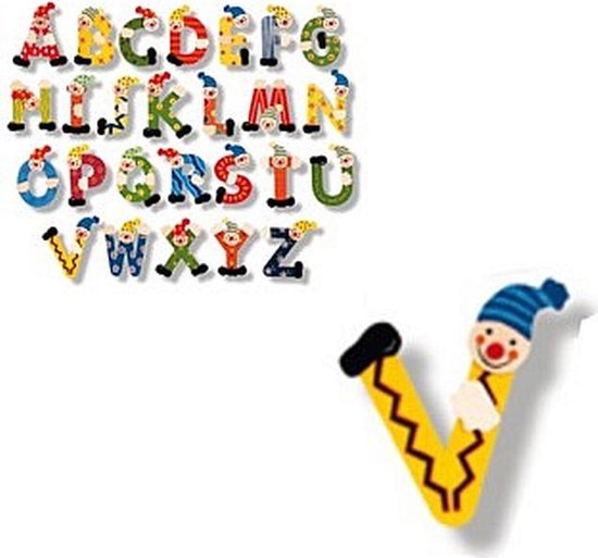 Houten naam letter clown, V