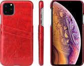 iPhone 11 Pro Max hoesje - Lederen hardcase met vakjes voor pasjes - rood - GSM Hoesje - Telefoonhoesje Geschikt Voor: Apple iPhone 11 Pro Max