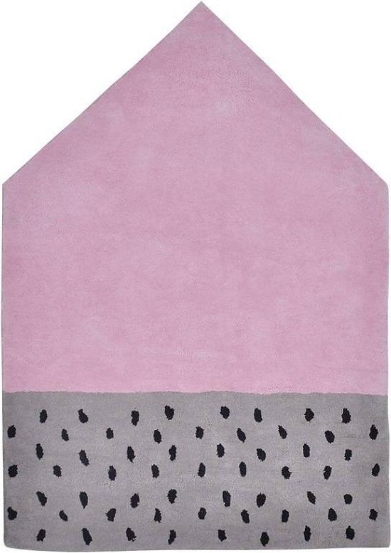 Vloerkleed Happy Clouds House | Lilipinso | Roze Grijs - 100 x 140 cm | Kinderkamer | Babykamer | Baby | Kinderen