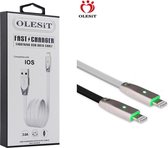 Olesit Gecertificeerde TPE Lightning Kabel 1 Meter - WIT - Fast Charge 3.0A Laadsnoer Oplaadkabel - Veillig laden - Data Sync & Transfer geschikt voor iPhone 12 / 13 / 11 / X / XR/