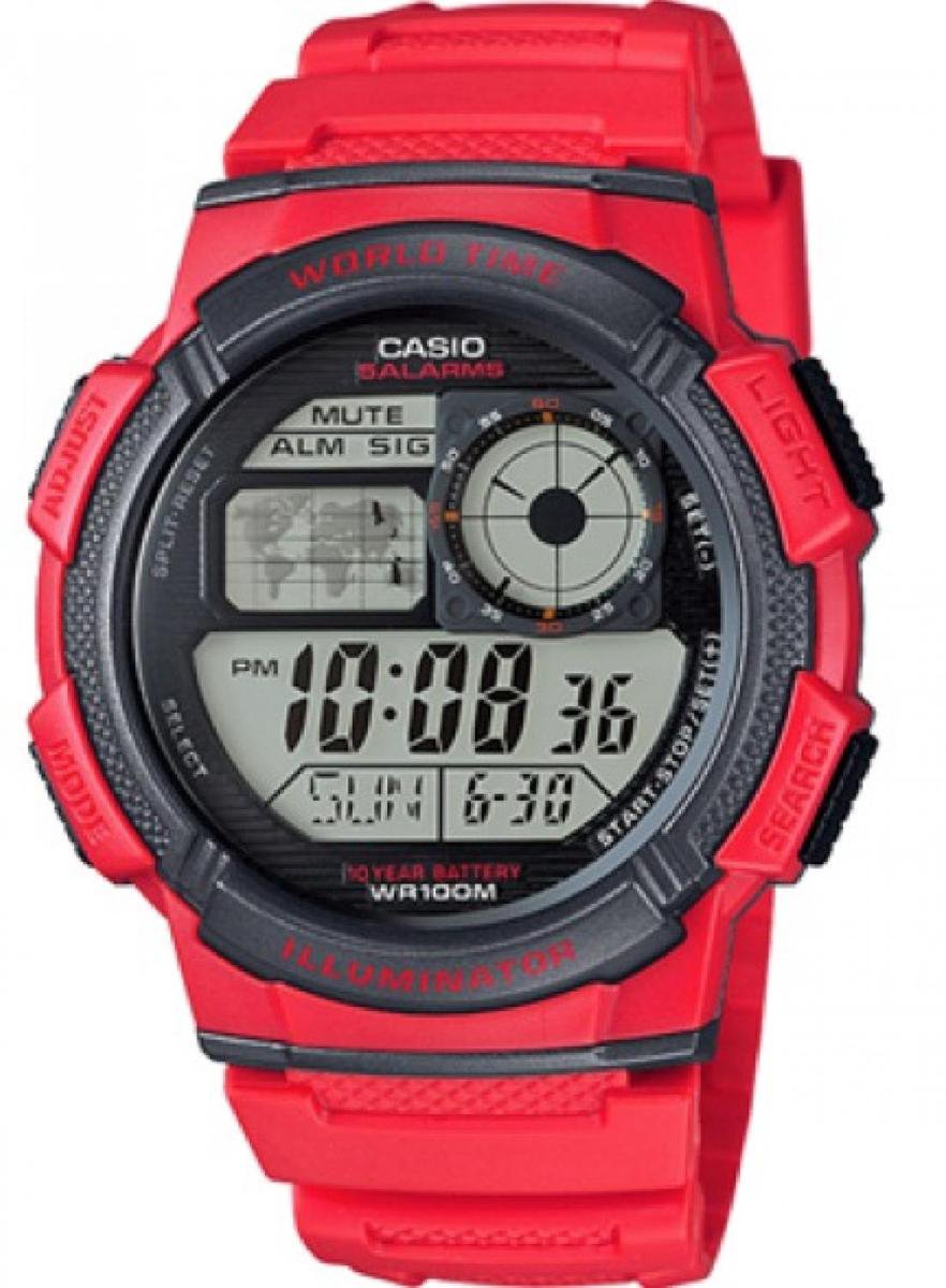 Horloge Heren Casio WORLD TIME ILLUMINATOR Rood (Ø 43 mm)