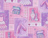 A.S. Création behangpapier  donker paars, roze en meerkleurig - AS-305971 - 53 cm x 10,05 m