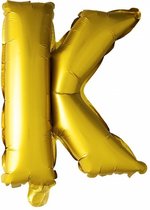 Folie Ballon Letter K Goud 41cm met rietje