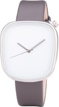 Leren Dames Horloge - Vierkant - Grijs & Zilver