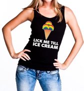 Lick me till ice cream gaypride tanktop/mouwloos shirt zwart dam S