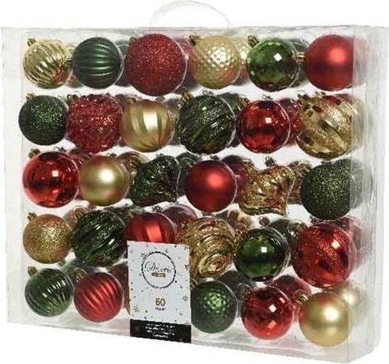 mengen Planeet privacy Decoris Kerstballen set - 6 tot 7 cm - 60 stuks - Mix - Kunststof -  Rood/goud/groen | bol.com