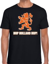 Nederland supporter t-shirt Hup Holland Hup zwart voor heren XXL