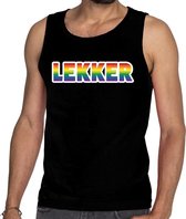 Lekker gay pride tanktop/mouwloos shirt zwart heren L