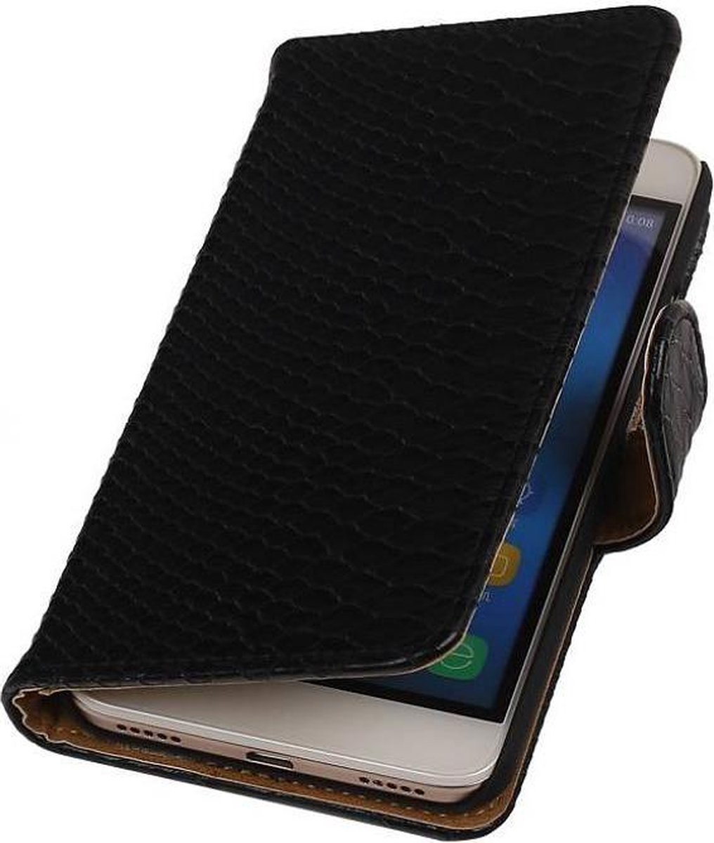 Snake Bookstyle Wallet Case Hoesje - Geschikt voor Huawei Honor 4 A / Y6 Zwart