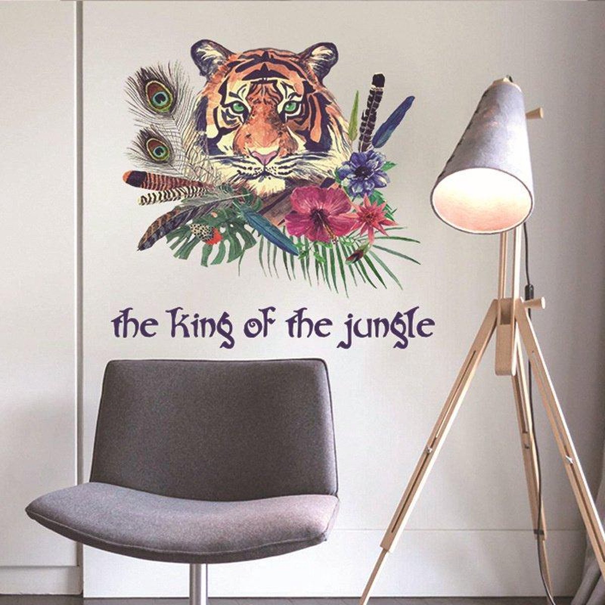 Stickerkamer Tijger jungle muursticker
