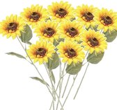 10x Gele zonnebloem kunstbloem 62 cm - Kunstbloemen boeketten