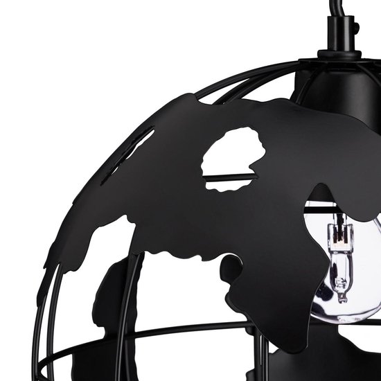 relaxdays hanglamp wereldbol - eetkamer lamp - plafondlamp - hangende lamp  zwart | bol.com