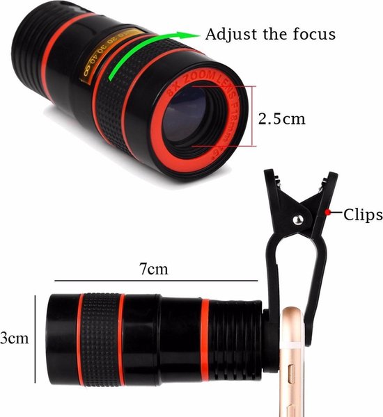 Smartphone clipon zoomlens iPhone / Android Telefoon camera