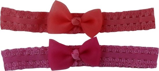 Jessidress Hoofdband Baby Haarband met kleine haarstrikje - Oranje/Fushia