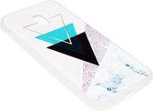 ADEL Siliconen Softcase Back Cover Hoesje Geschikt voor Samsung Galaxy J3 (2017) - Witte Geometrische Vormen