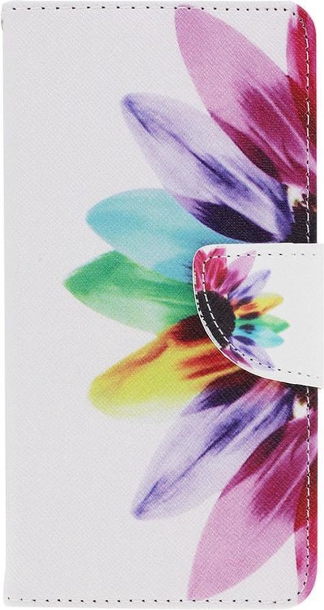 Shop4 - Nokia 1 Plus Hoesje - Wallet Case Gekleurde Bloem