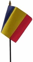Mini drapeau Roumanie sur bâton 10 x 15 cm