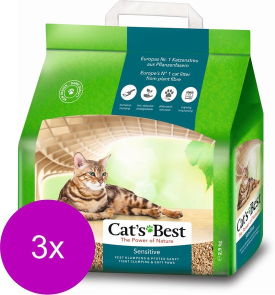 Cat's Best Sensitive - Litière pour chat - 3 x 8 l | bol.com