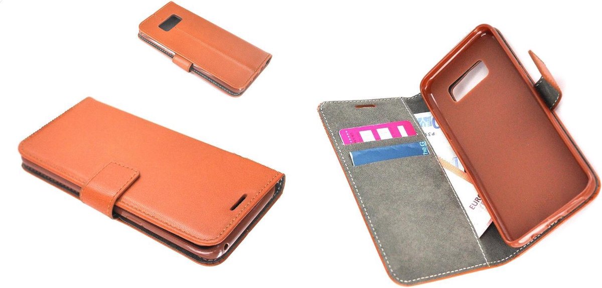 Samsung Galaxy S8 Wallet Bookcase Effen Lichtbruin smartphone hoesje